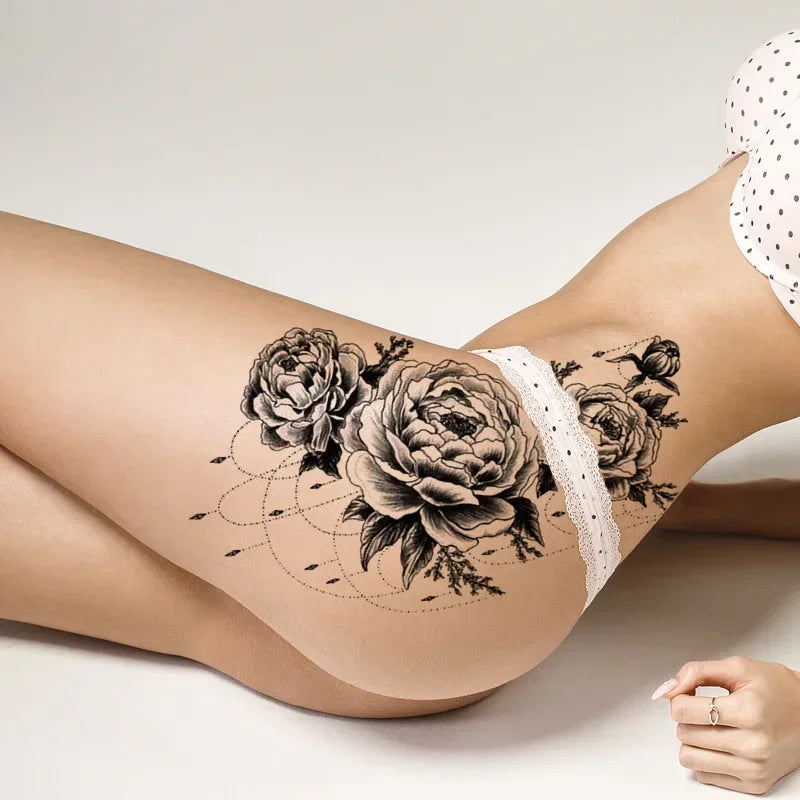 Realistic Rose Temporary Tattoo Sticker – Waterproof Floral Art