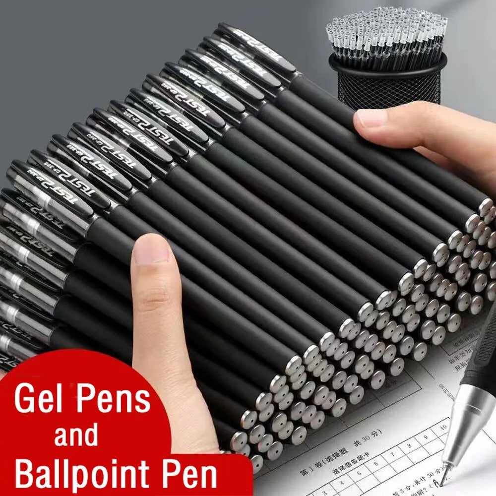 Gel Pens Set 0.5mm Bullet Tip – Black Blue Red Ink | School