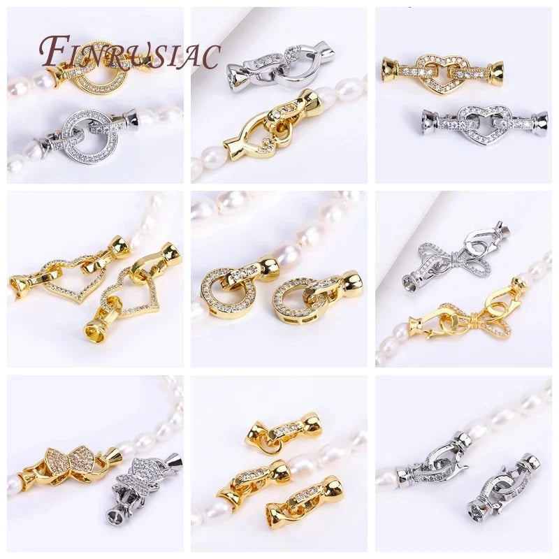 Rhodium Gold Plated Round Connector Clasp – Zircon Necklace DIY