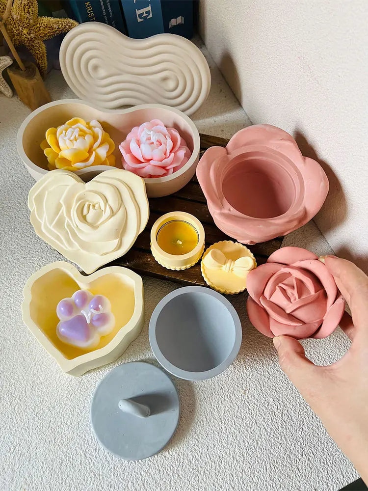Silicone Resin Mold Set – Candle Jar, Rose & Storage Box