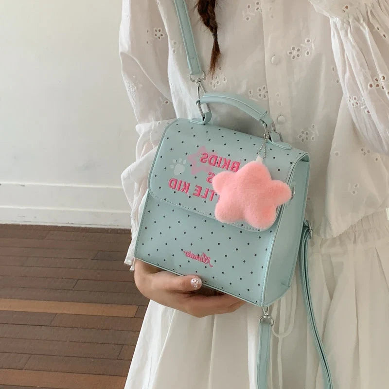 Mint Green Polka Dot Mini Backpack for Women | Travel Bag