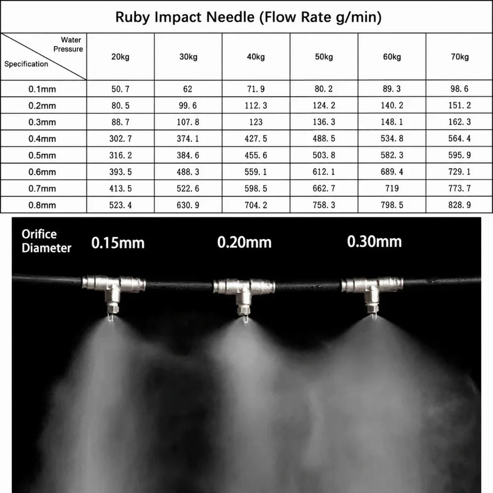 Ruby Impact Misting Nozzle 1/8" – 304 Stainless Steel + Filter