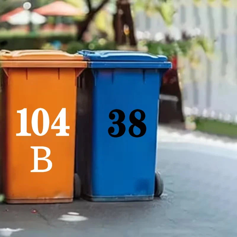 Wheelie Bin Stickers Weatherproof PVC Numbers & Letters Labels