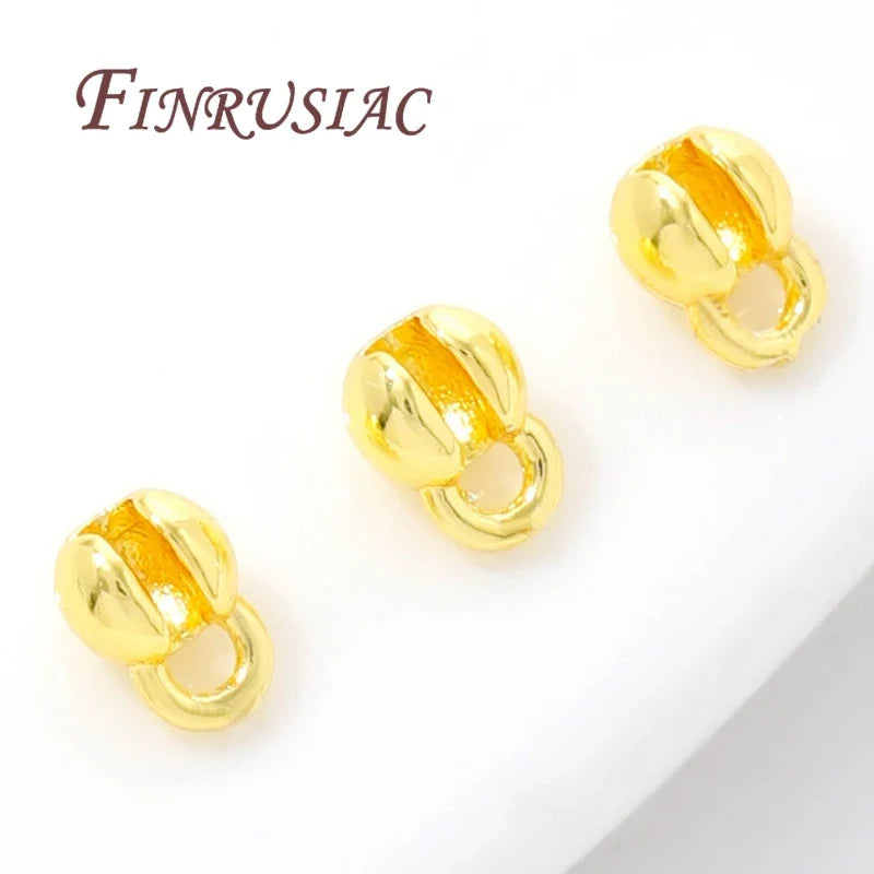 18K Gold Plated Brass Crimp Beads & Ball Chain Connectors DIY