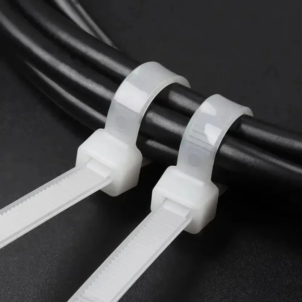 100 PCS Nylon Cable Ties Set – Black Self-Locking Zip Wraps