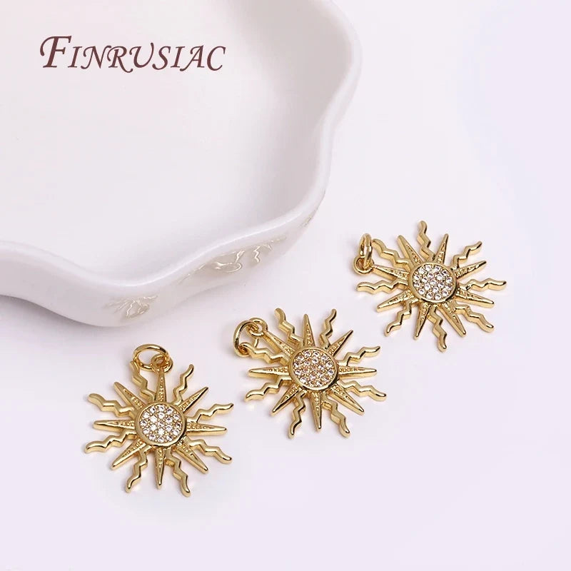 18K Gold Plated Sun Charm Pendant | DIY Jewelry Making