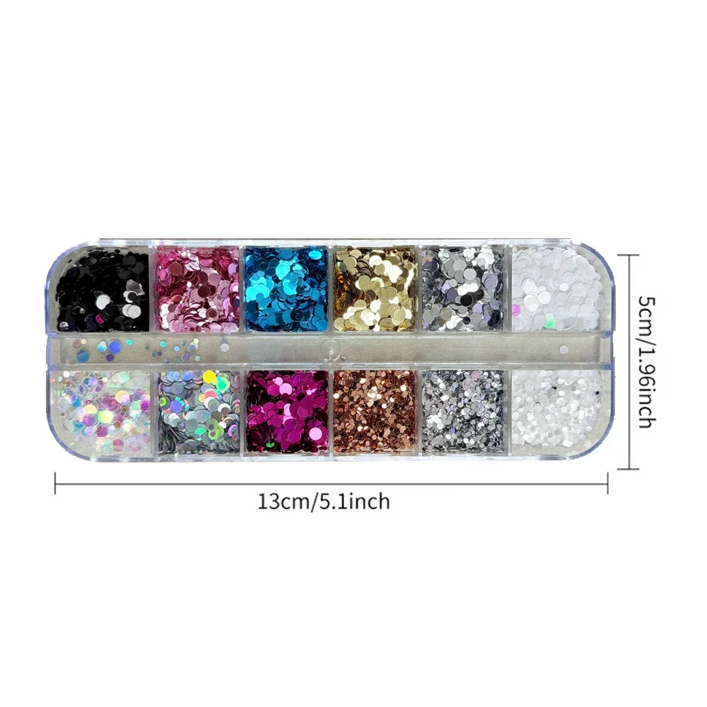3D Flower Nail Glitter Sequins 12 Grids – Retro Nail Art Charms