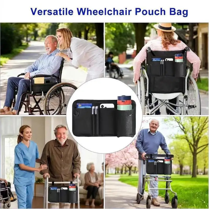 Wheelchair Side Bag with Cup Holder – Oxford Storage Pouch