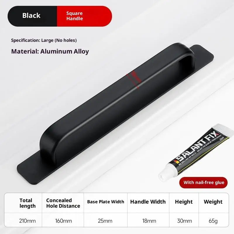 Drill-Free Aluminum Adhesive Door Handle for Sliding Doors & Drawers