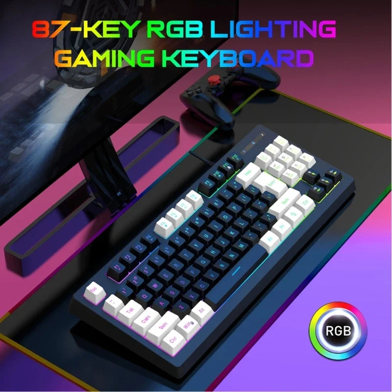 A877 87-Key RGB Gaming Keyboard – USB Wired Mechanical Feel