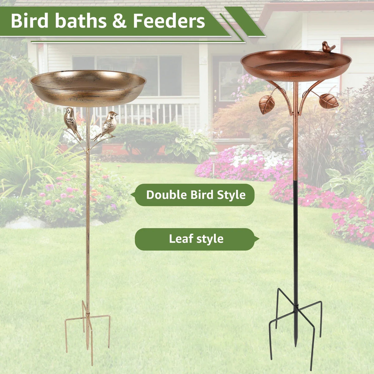 Standing Iron Bird Bath 5-Pronged Base – Garden Decor