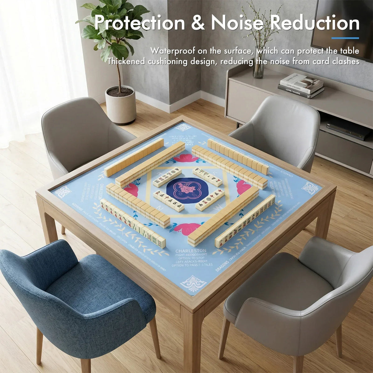 80x80cm Mahjong Table Mat – Anti-Slip Rubber Game Mat