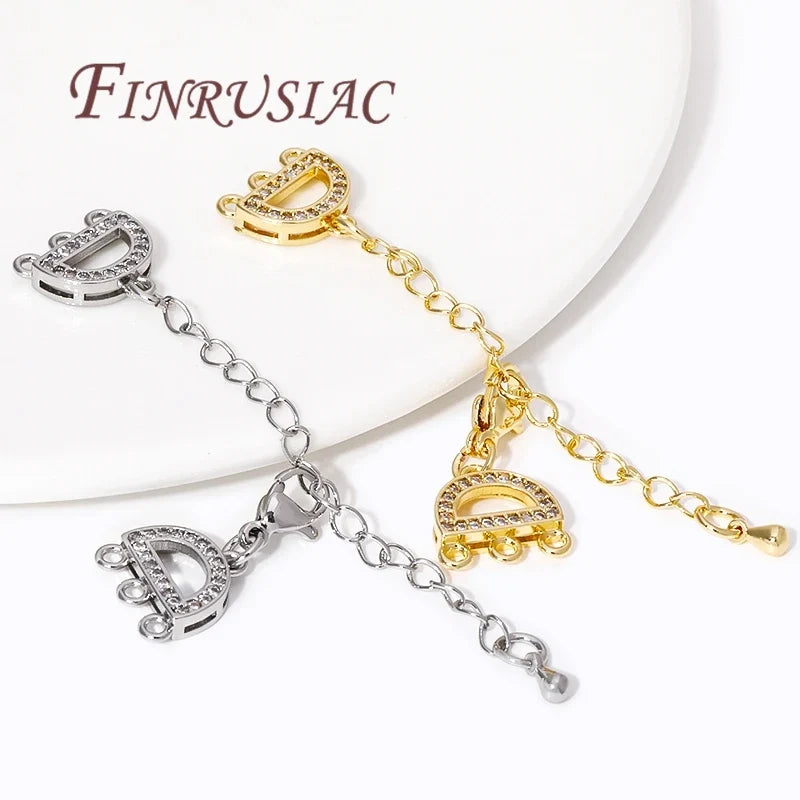 18K Gold Plated Zircon Lobster Clasp Extension Chain DIY Set